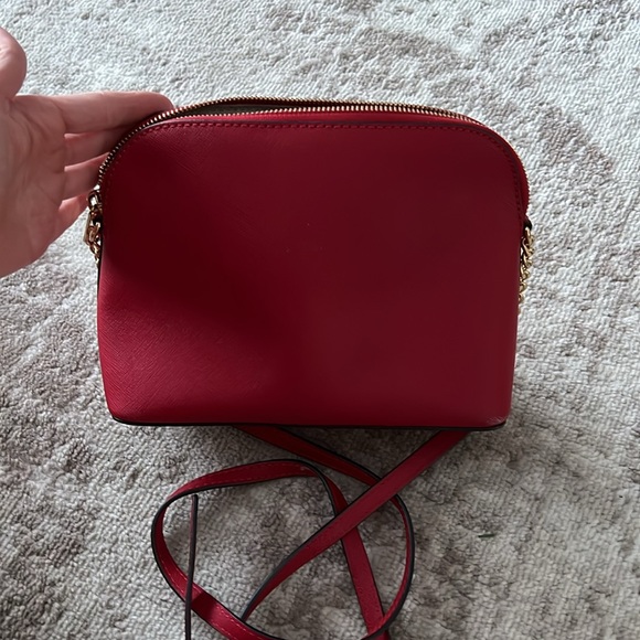 Red Michael Kors Crossbody Purse with gold studs - Picture 4 of 6
